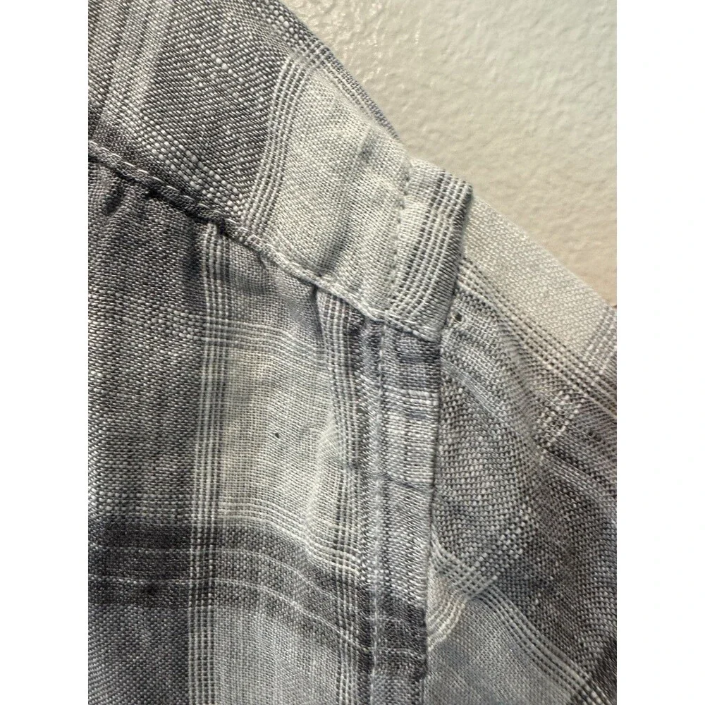 CP Shades 100% Linen Teton Tunic Plaid Check Top Lagenlook Size L NWOT